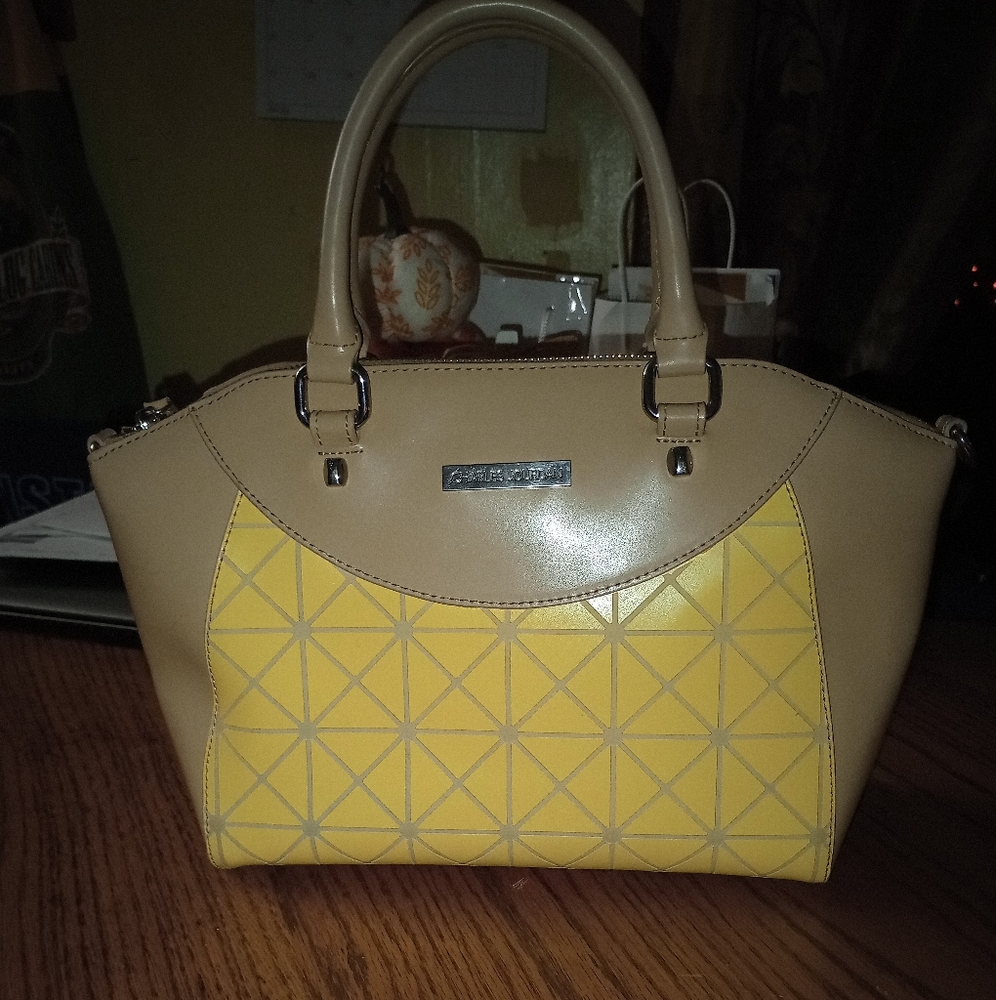 Charles Jordan Lizzy Satchel Yellow & Tan